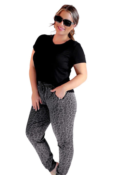 Own The Moment Leopard Drawstring Everyday Joggers