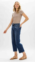 HIGH WAIST MEDIUM DESTROYED POCKET WIDE LEG