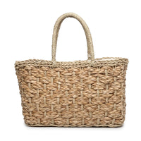 Ariel Seagrass Tote w/ Braided Detail & Wood Trim