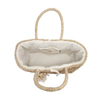 Ariel Seagrass Tote w/ Braided Detail & Wood Trim