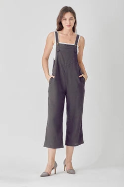 Linen Crop Overalls