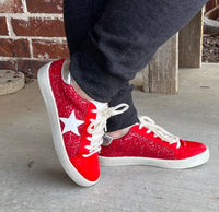 SKYLAR RED GLITTER SNEAKER