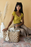 Ariel Seagrass Tote w/ Braided Detail & Wood Trim